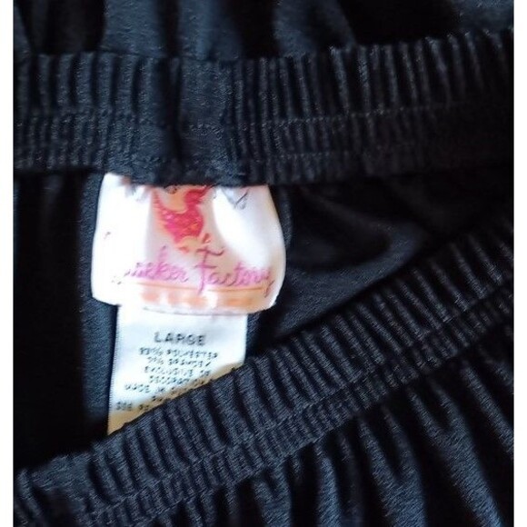 Quacker Factory 2 Pc Outfit Top & Pants L Black Rhinestone Trim Liquid Gold New - Picture 8 of 8